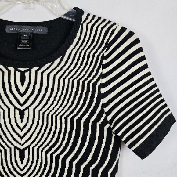 Trippy Geometric Bold Funky Basic T-Shirt Marc by Marc Jacobs Knit Sweater XS - Picture 7 of 10